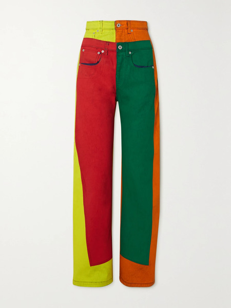  Loewe   Patchwork High Rise Wide Leg Jeans   Orange 