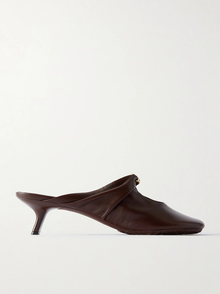  Loewe   Pebble Embellished Cutout Leather Mules   Brown 