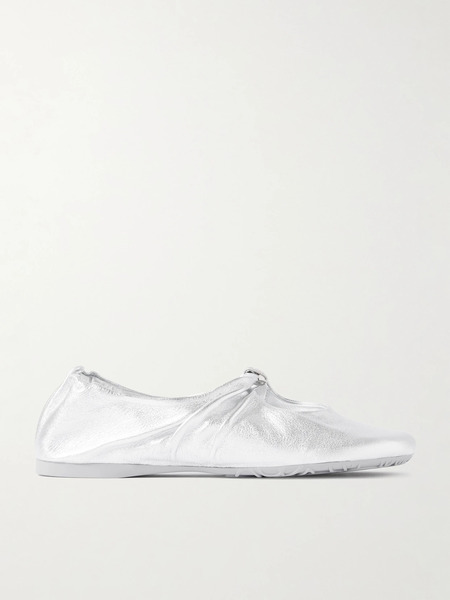  Loewe   Pebble Metallic Leather Ballet Flats   Silver 