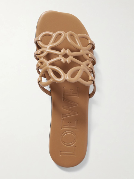  Loewe   Petal Anagram Leather Slides   Tan 