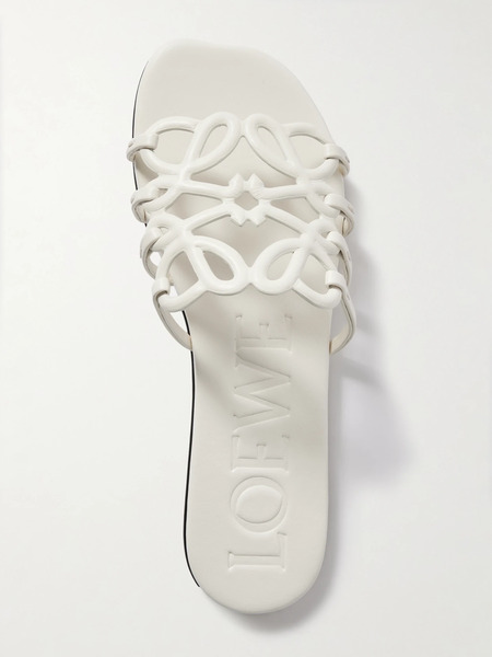  Loewe   Petal Anagram Leather Slides   White 