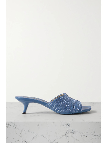  Loewe   Petal Crystal Embellished Suede Mules   Blue 