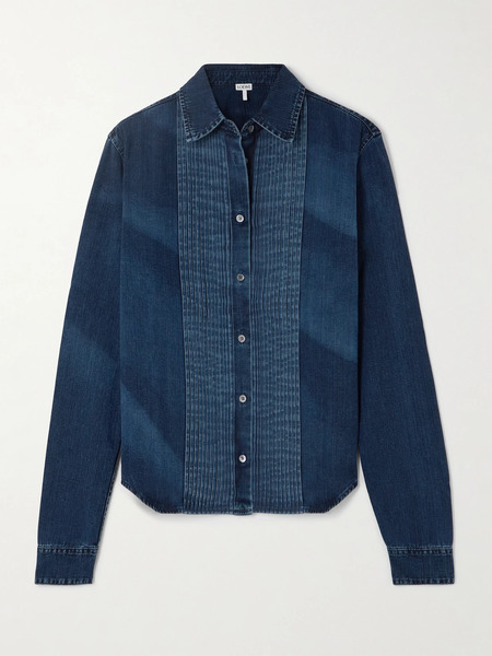  Loewe   Pleated Denim Shirt   Blue 