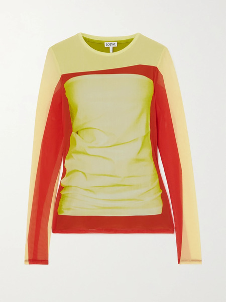  Loewe   Printed Stretch Mesh Top   Yellow 