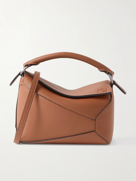  Loewe   Puzzle Edge Mini Textured Leather Shoulder Bag   Tan 