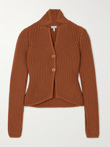  Loewe   Ribbed Knit Cardigan   Brown 