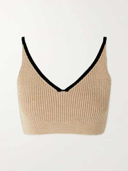  Loewe   Ribbed Wool Bralette   Beige 