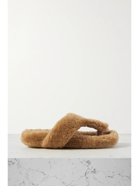  Loewe   Shearling Sandals   Beige 