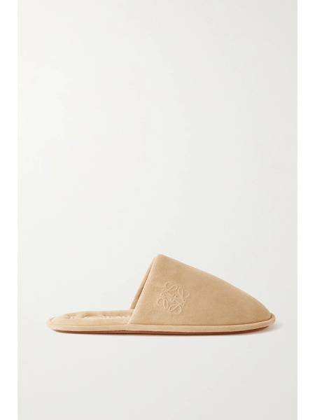  Loewe   Suede Slippers   Beige 