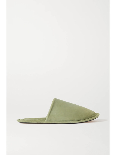  Loewe   Suede Slippers   Light Green 
