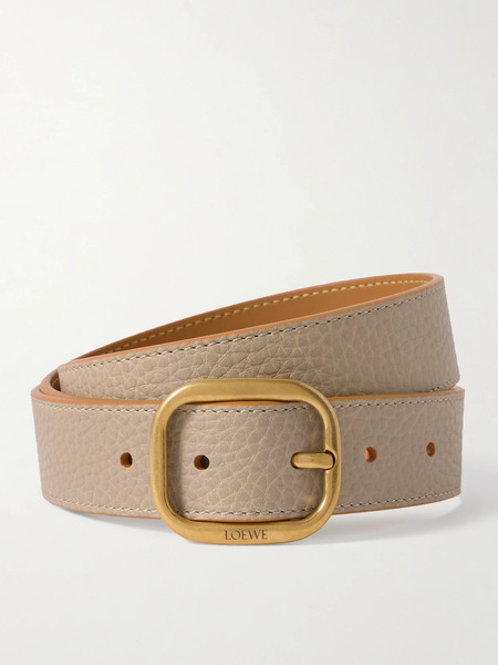  Loewe   Textured Leather Belt   Beige 