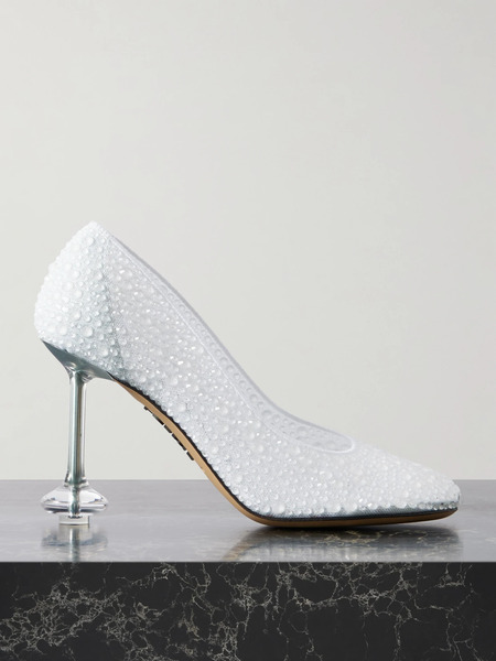  Loewe   Toy Crystal Embellished Mesh Pumps   White 