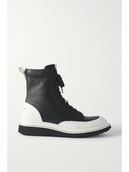  Loewe   Two Tone Leather Combat Boots   Black 