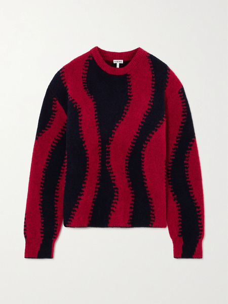  Loewe   Wool Blend Jacquard Sweater   Red 