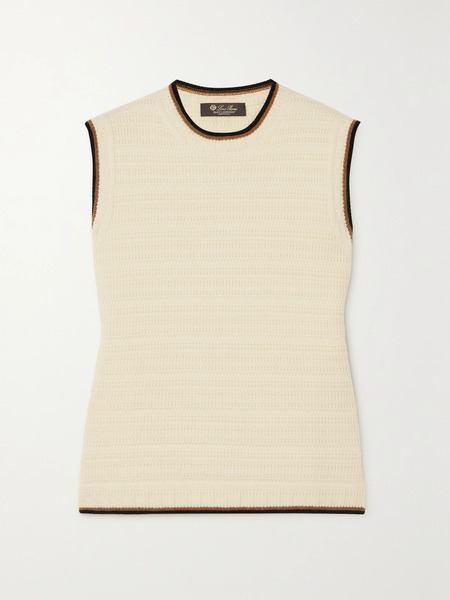  Loro Piana   Striped Cashmere Tank   Cream 
