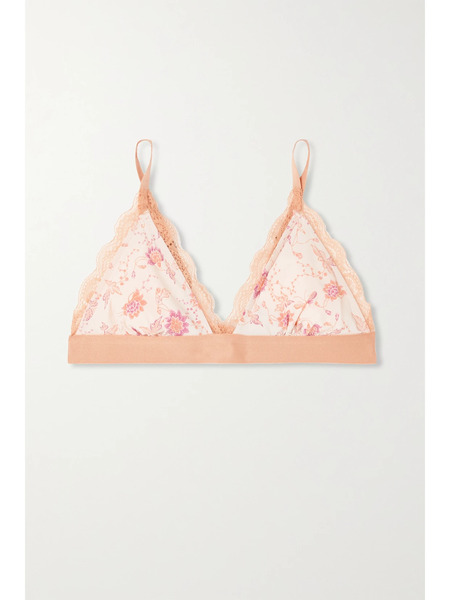  Love Stories   + Net Sustain Filippa Lace Trimmed Floral Print Recycled Crepe Soft Cup Triangle Bra   White 