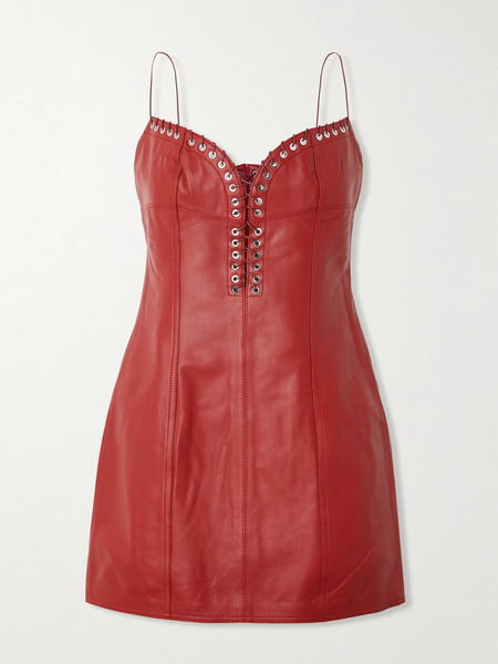  Ludovic De Saint Sernin   Kim Leather Mini Dress   Red 