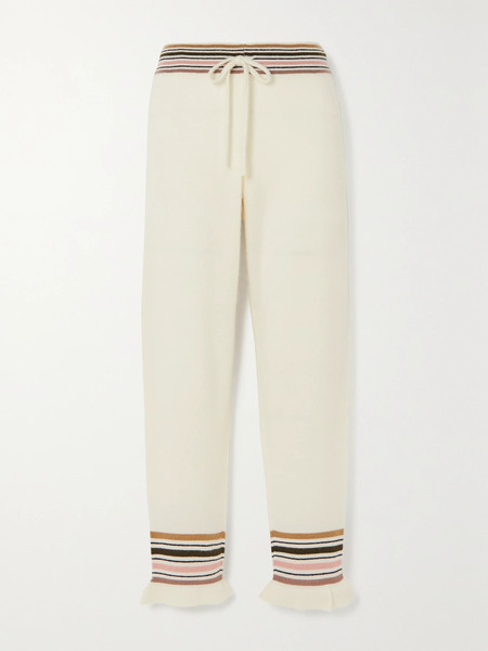  Madeleine Thompson   Aquarius Striped Cashmere Track Pants   White 