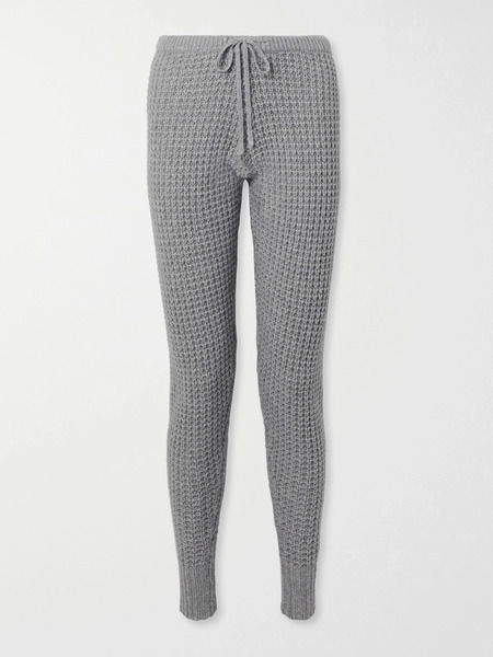  Madeleine Thompson   Oceanus Waffle Knit Wool And Cashmere Blend Track Pants   Gray 