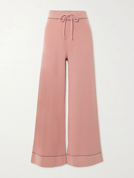  Madeleine Thompson   Rose Ribbed Wool And Cashmere Blend Straight Leg Pants   Pink 