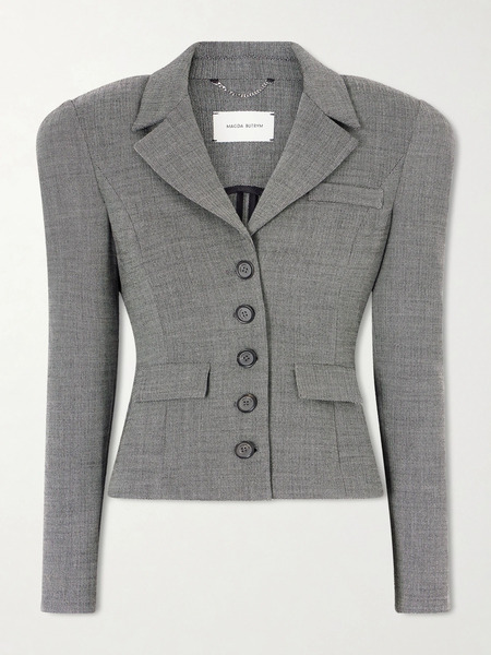  Magda Butrym   Cropped Stretch Wool Blazer   Gray 