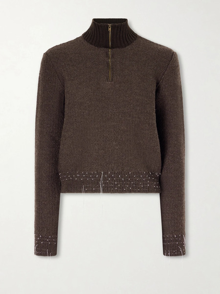  Maison Margiela   Distressed Wool Blend Sweater   Brown 