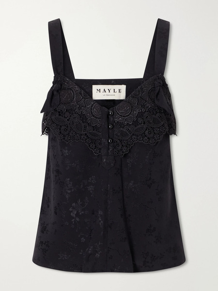  Maison Mayle   Cabane Floral Jacquard Silk Top   Black 