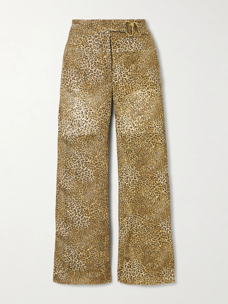  Maison Mayle   Chappy Cropped Belted Leopard Print Woven Flared Pants   Leopard Print 