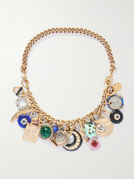  Maison Mayle   Cornucopia Gold Plated, Crystal And Enamel Necklace   One Size 