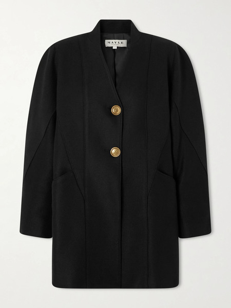 Maison Mayle   Ines Paneled Wool Twill Coat   Black 