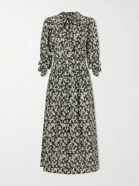  Maison Mayle   Lala Patterned Silk Crepe Midi Dress   Multi 