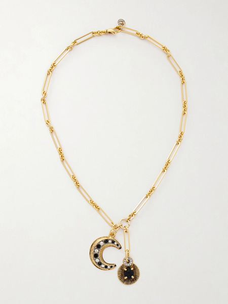  Maison Mayle   Soli Luna Gold Plated, Crystal And Obsidian Necklace   Multi 