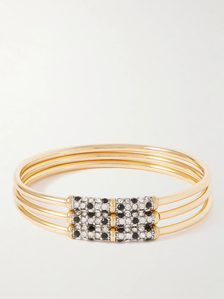  Maison Mayle   T.e.r. Set Of Three 18 Karat Gold Plated Crystal Bracelets   One Size 