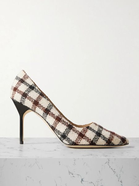  Manolo Blahnik   Bb 90 Checked Tweed Pumps   Multi 