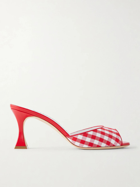  Manolo Blahnik   Jadara 70 Checked Woven Sandals   Red 