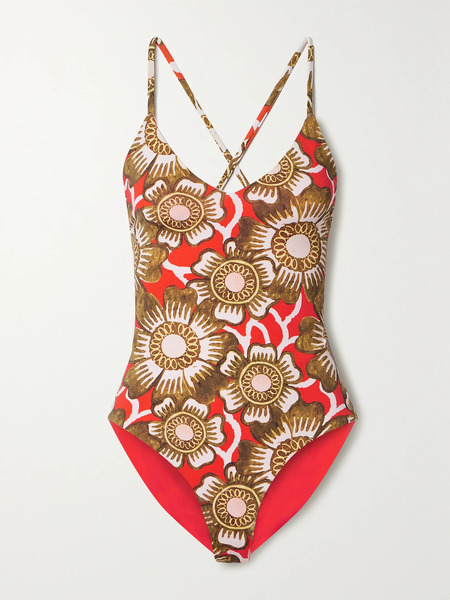  Mara Hoffman   Emma Floral Print Swimsuit   Red 