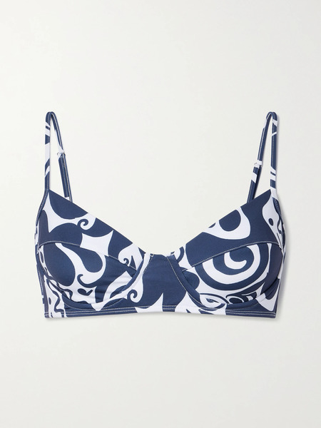  Mara Hoffman   + Net Sustain Lua Printed Recycled Underwired Bikini Top   Navy 