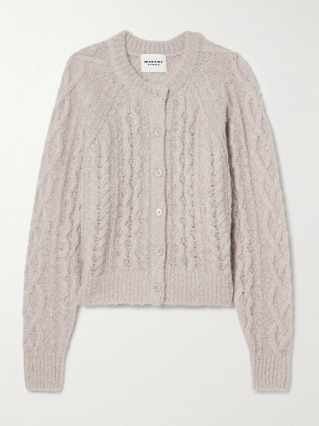  Marant étoile   Ery Cable Knit Wool Blend Cardigan   Beige 