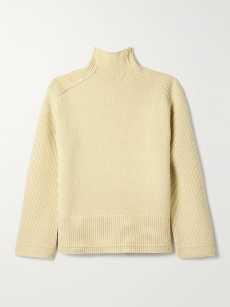  Maria Mcmanus   Ribbed Wool And Cashmere Blend Turtleneck Sweater   Pastel Yellow 