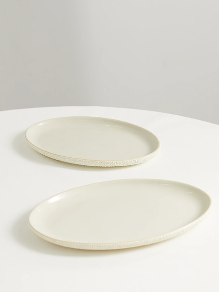  Marloe Marloe   + Net Sustain Set Of Two Glazed Ceramic Dinner Plates   Ecru 