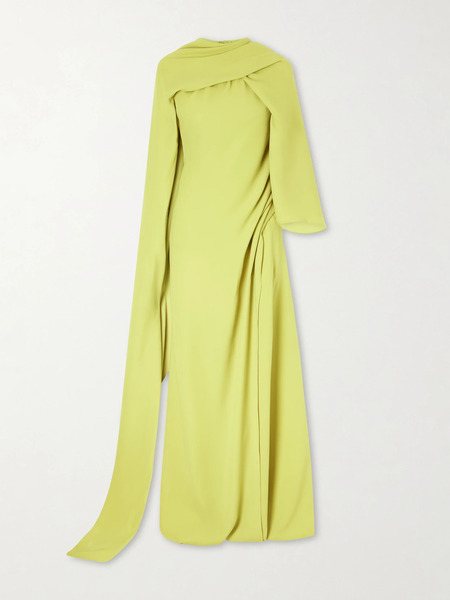  Marmar Halim   Draped Crepe Gown   Lime Green 