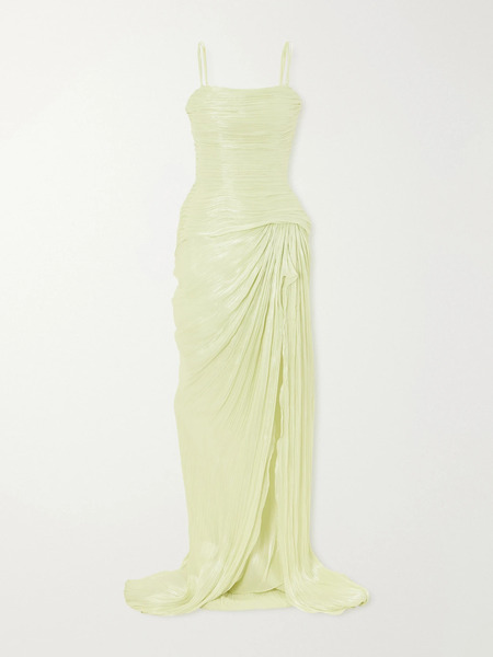  Marmar Halim   Draped Georgette Gown   Yellow 