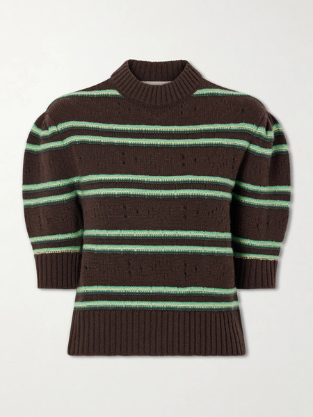  Marni   Cropped Striped Open Knit Cashmere Sweater   Brown 