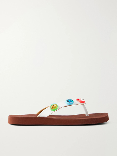  Marni   Embellished Coated Flip Flops   Brown 