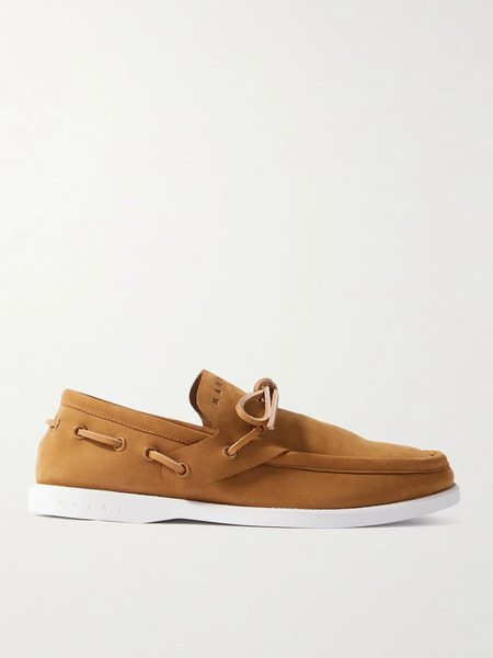  Marni   Embossed Suede Loafers   Tan 