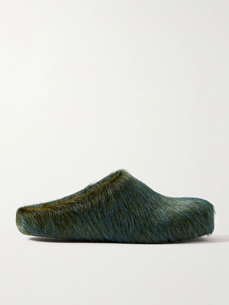  Marni   Fussbett Calf Hair Clogs   Blue 