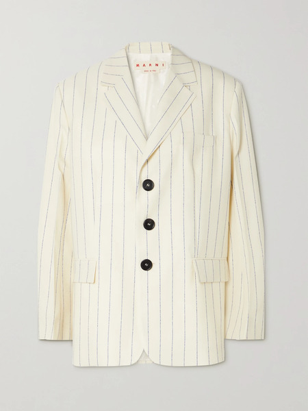  Marni   Pinstriped Wool Blazer   Ivory 