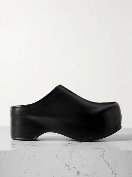  Marni   Sabot Leather Platform Clogs   Black 