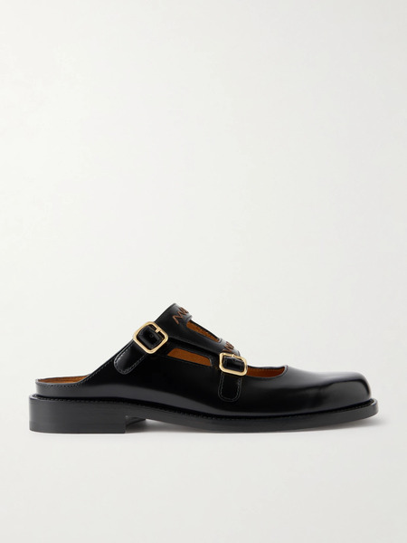  Marni   Sabot Woven Leather Slip Ons   Black 