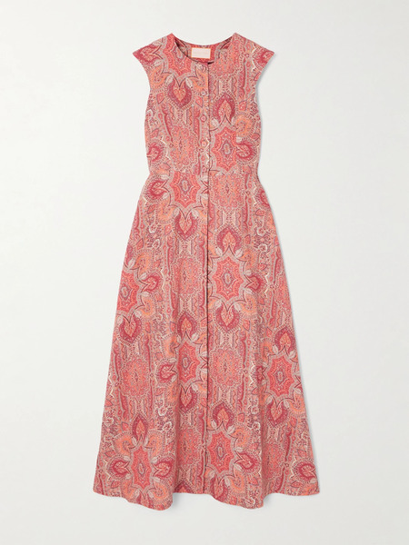  Marta Ferri   Pleated Printed Linen Vest   Red 